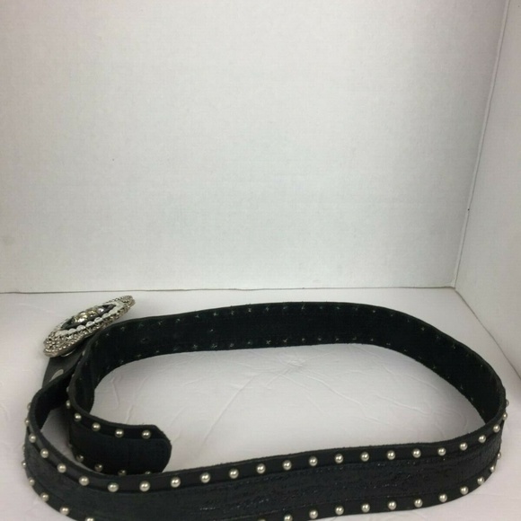 Black Women\'s Sequin Leather  Belt  6194 Size 34 main image 15